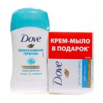 Набор, Dove (Дав) 40 мл + 100 г део-стик Прикосновение природы + крем-мыло Нежное отшелушивание